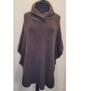 Neiman Marcus Brown Poncho M/L Soft Quiet Luxury Coastal Grandma Scandi Minimal